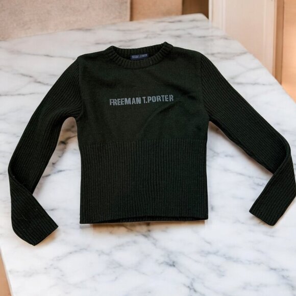 Vintage Freeman T. Porter Green Ribbed Wool Sweater No Size XS/S/M/L - Picture 9 of 10